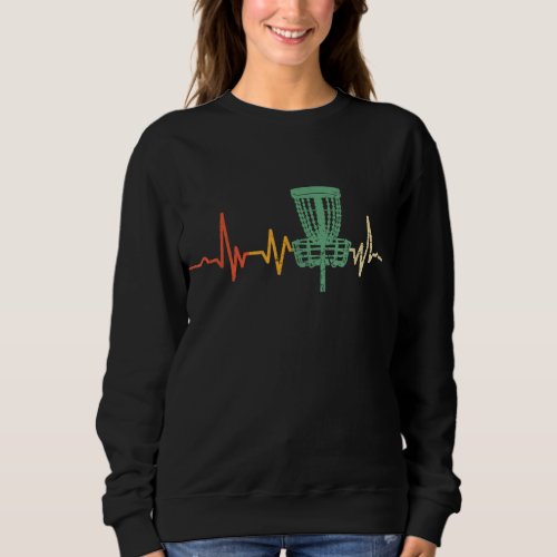 Retro DIsc Golf Vintage Heartbeat Disc Golf Basket Sweatshirt