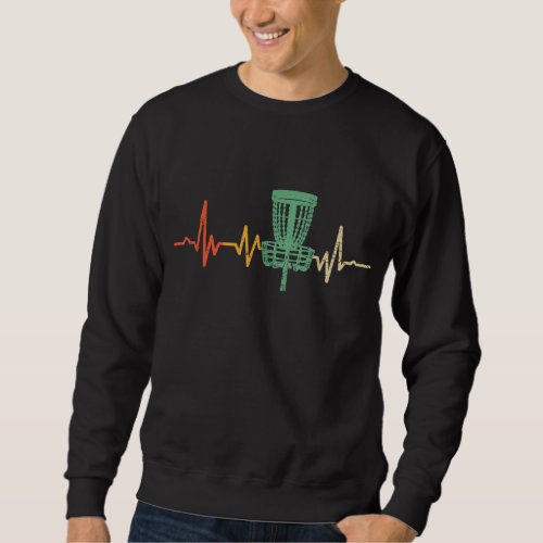 Retro DIsc Golf Vintage Heartbeat Disc Golf Basket Sweatshirt