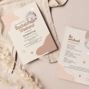 Retro Disco 70s Bachelorette Weekend Itinerary Invitation