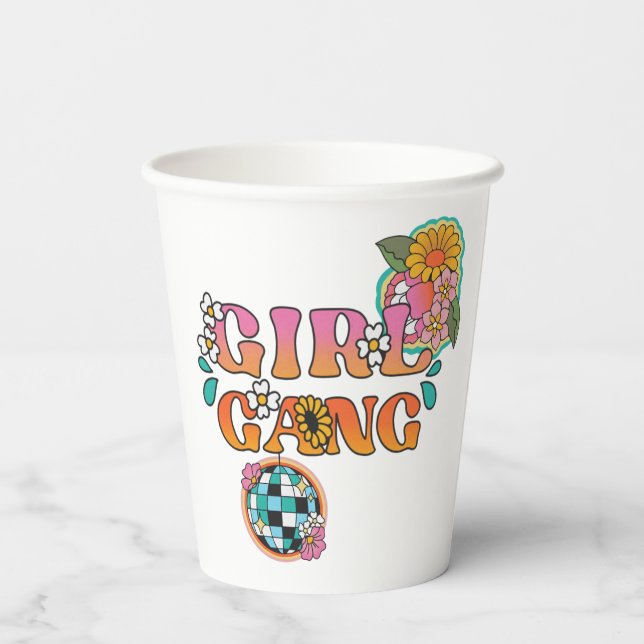Retro Disco Bachelorette Party Theme  Paper Cups (Back)