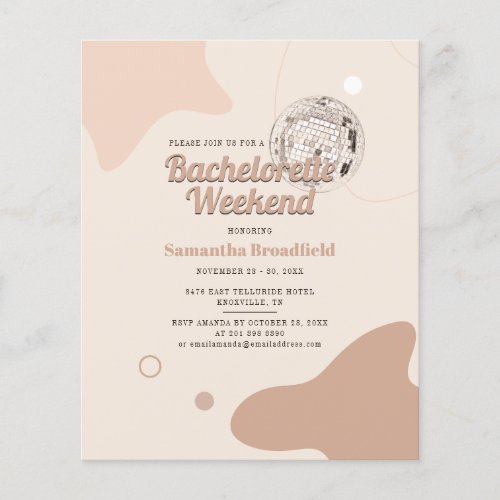 Retro Disco Bachelorette Weekend Party Invitation