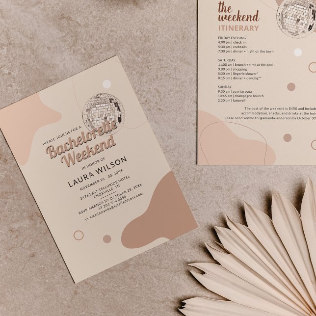 Retro Disco Bachelorette Weekend Party Itinerary Invitation (Creator Uploaded)