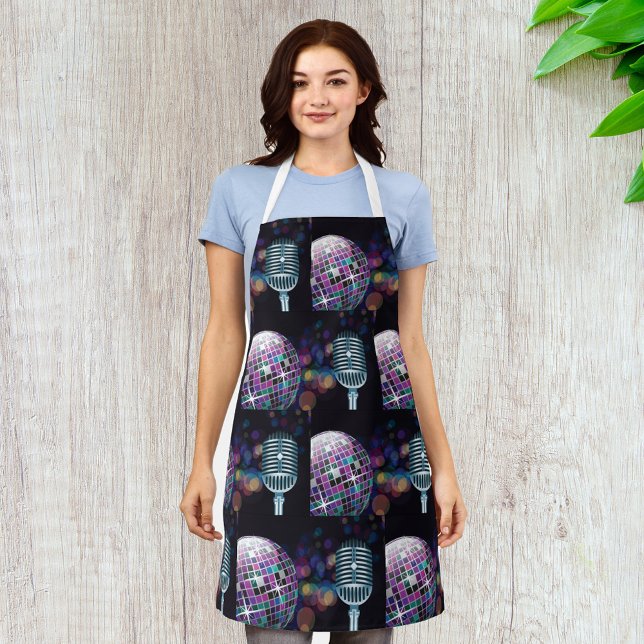 Retro Disco Ball and Vintage Microphone Apron (Creator Uploaded)