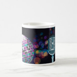 Retro Disco Ball and Vintage Microphone Coffee Mug