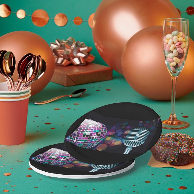 Retro Disco Ball and Vintage Microphone Paper Plates (Creator Uploaded)