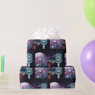 Retro Disco Ball and Vintage Microphone Wrapping Paper