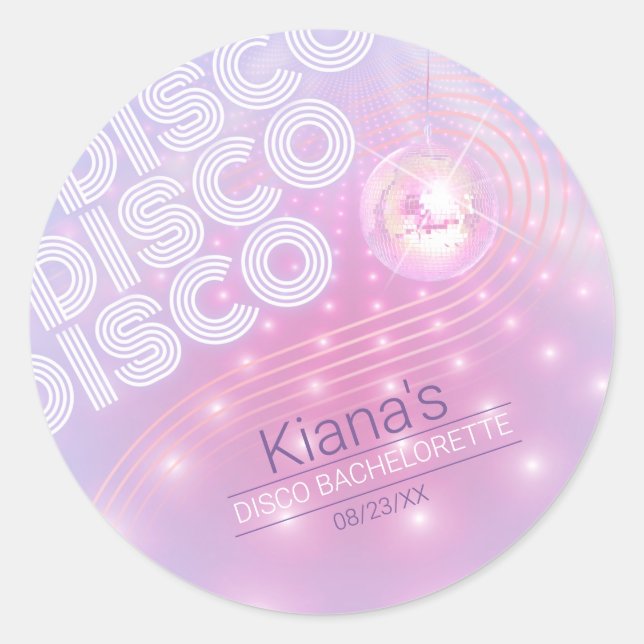 Retro Disco Ball Bachelorette V2 ID928 Classic Round Sticker (Front)