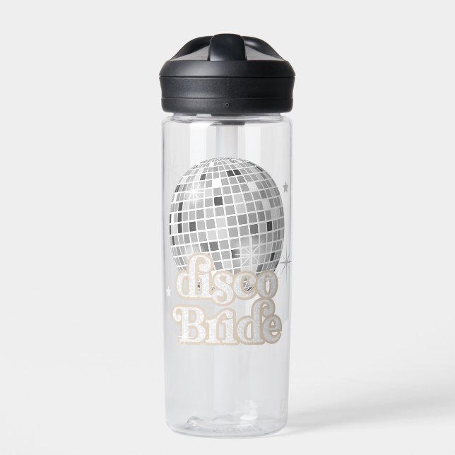 Retro Disco Ball Bridal Shower Disco Bride Water Bottle (Front)