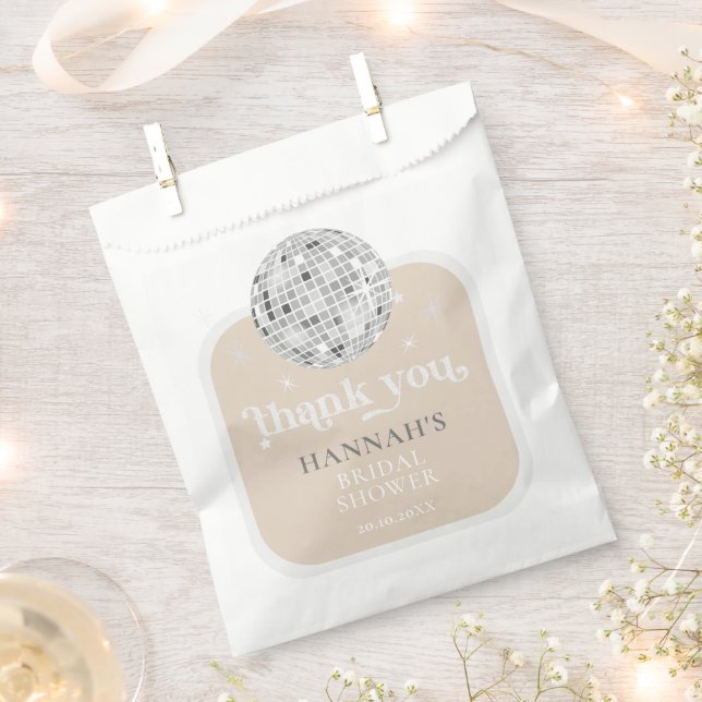 Retro Disco Ball Bridal Shower Thank you Favor Bag (Clipped)