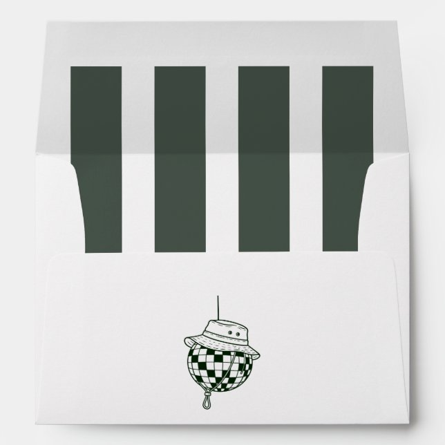 Retro Disco Ball Camp Outdoorsy Bachelorette Envelope (Back (Bottom))