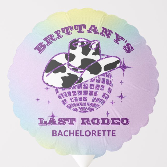 Retro Disco Ball Cowgirl Hat Bachelorette Balloon (Front)