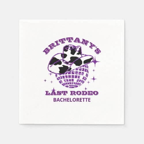 Retro Disco Ball Cowgirl Hat Bachelorette Party Na Napkins