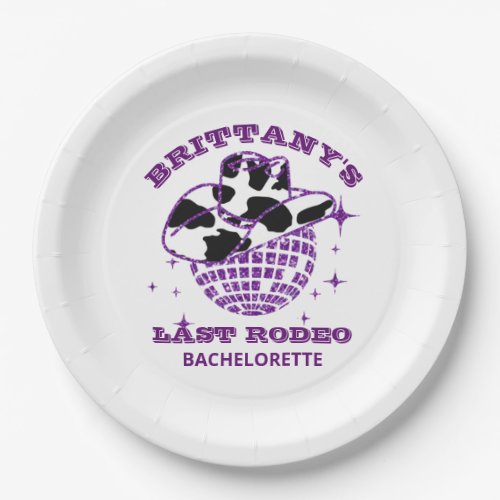Retro Disco Ball Cowgirl Hat Bachelorette Party Paper Plates