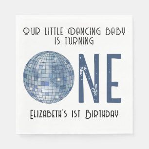 Retro Disco Ball First Birthday Party Napkins