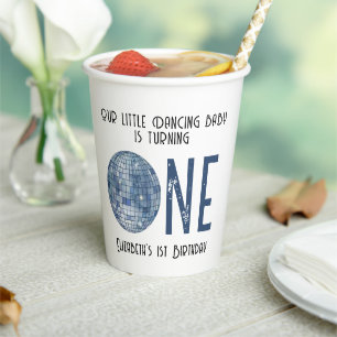 Retro Disco Ball First Birthday Party Paper Cups