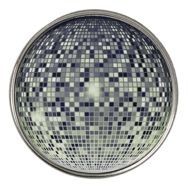 Retro Disco Ball Golf Ball Marker (Front)