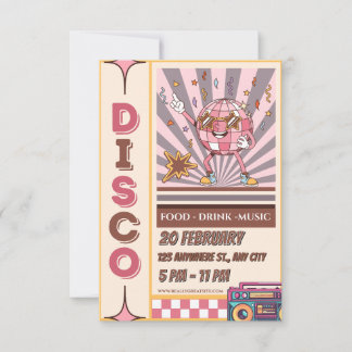Retro Disco Ball Groovy 70s 80s Party Invitation