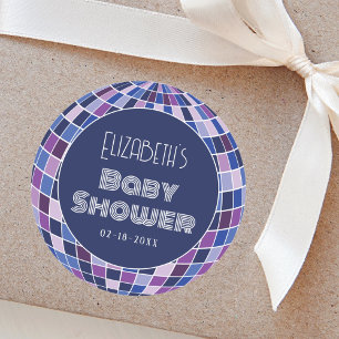 Retro Disco Ball Groovy 70s Baby Shower Classic Round Sticker