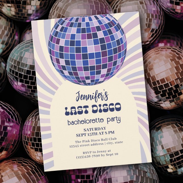 Retro Disco Ball Groovy 70s Bachelorette Party Invitation (Creator Uploaded)