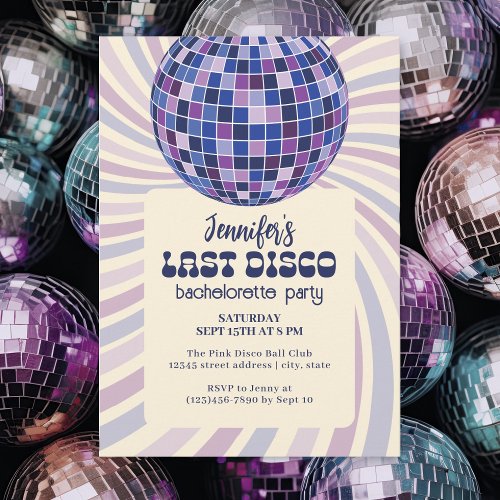 Retro Disco Ball Groovy 70s Bachelorette Party Invitation