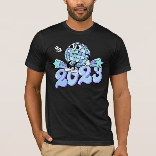 Retro Disco Ball  Happy New Year 2023 T_Shirt