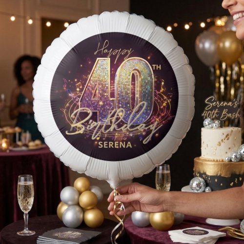 Retro Disco Ball Music Notes 40th Birthday Party Balloon