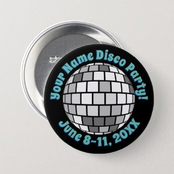 Retro Disco Ball Personalized Button by trendyteeshirts at Zazzle
