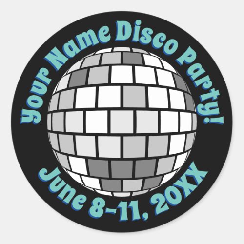 Retro Disco Ball PERSONALIZED Classic Round Sticker