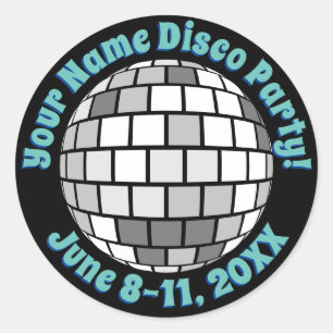 Retro Disco Ball PERSONALIZED Classic Round Sticker