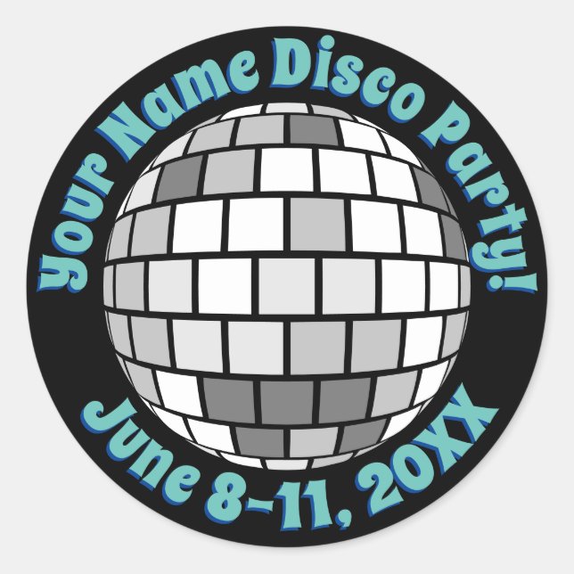 Retro Disco Ball PERSONALIZED Classic Round Sticker (Front)