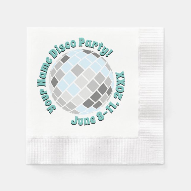 Retro Disco Ball PERSONALIZED Napkins (Front)