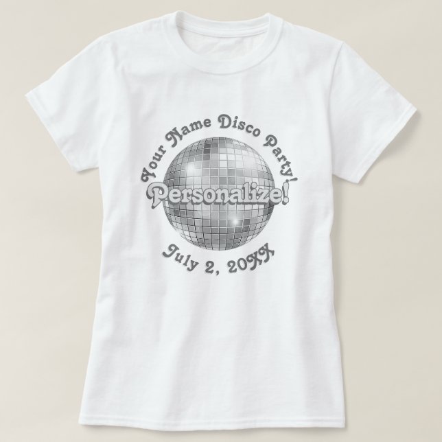 Retro Disco Ball PERSONALIZED T-Shirt (Design Front)