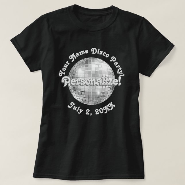 Retro Disco Ball PERSONALIZED T-Shirt (Design Front)