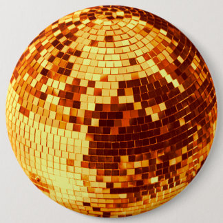 Retro disco ball sparkle glitter gold birthday button