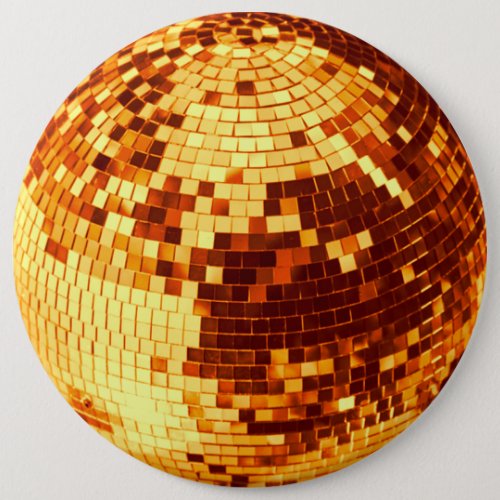 Retro disco ball sparkle glitter gold birthday button