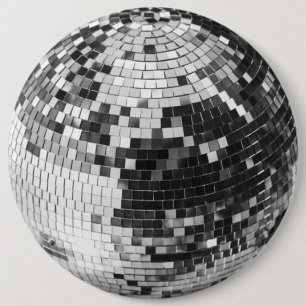Retro disco ball sparkle glitter silver birthday button