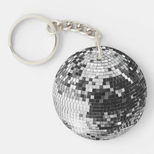 Retro disco ball sparkle glitter silver birthday keychain