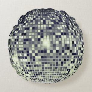 Retro Disco Ball Sparkle Mirror Round Throw Pillow