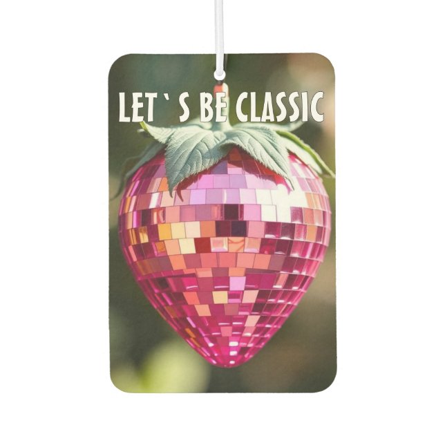 Retro Disco Ball Strawberry Air Freshener (Front)