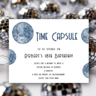 Retro disco Ball Time Capsule 1st birthday Poster