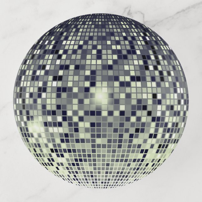Retro Disco Ball Trinket Tray – Silver Glam (Front)