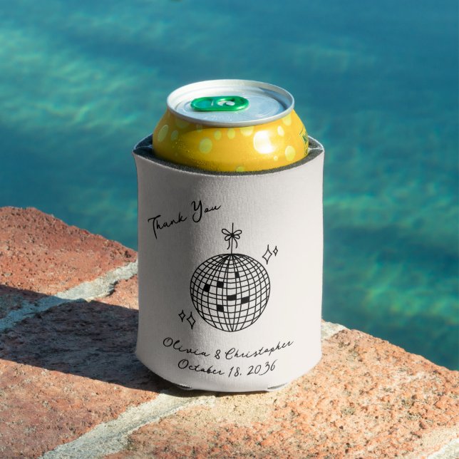 Retro Disco Ball Wedding Favor Can Cooler (In Situ Pool)