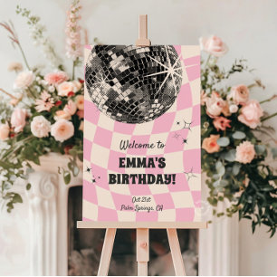 Retro Disco Birthday Welcome Sign