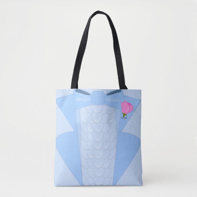 Retro Disco Blue Tuxedo Illustration Tote Bag (Front)