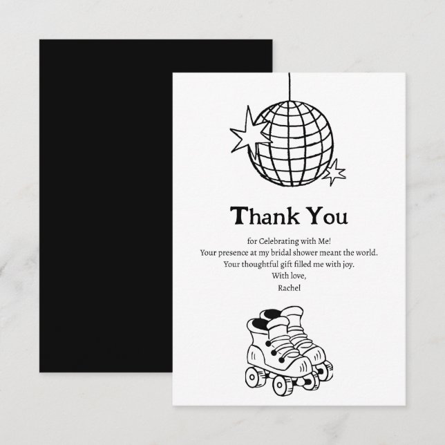 Retro Disco Bridal Shower Thank You Card (Front/Back)