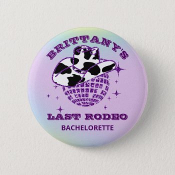 Retro Disco Cowgirl Bachelorette Party Button