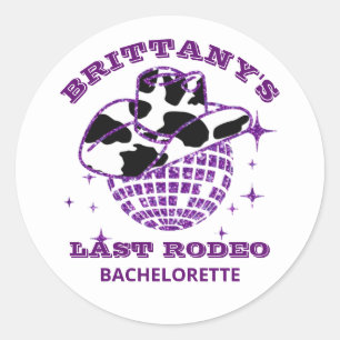 Retro Disco Cowgirl Bachelorette Party Classic Round Sticker