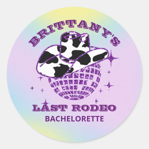 Retro Disco Cowgirl Bachelorette Party Classic Round Sticker