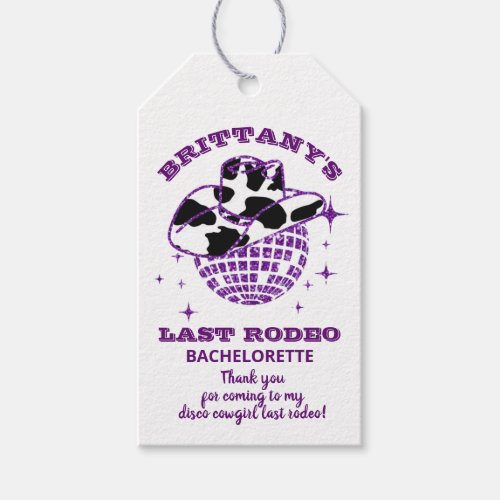 Retro Disco Cowgirl Bachelorette Party Gift Tags