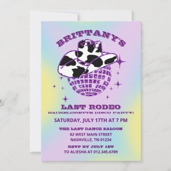 Retro Disco Cowgirl Bachelorette Party Invitation